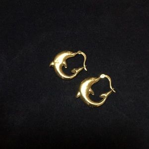Gold dolphin earrings